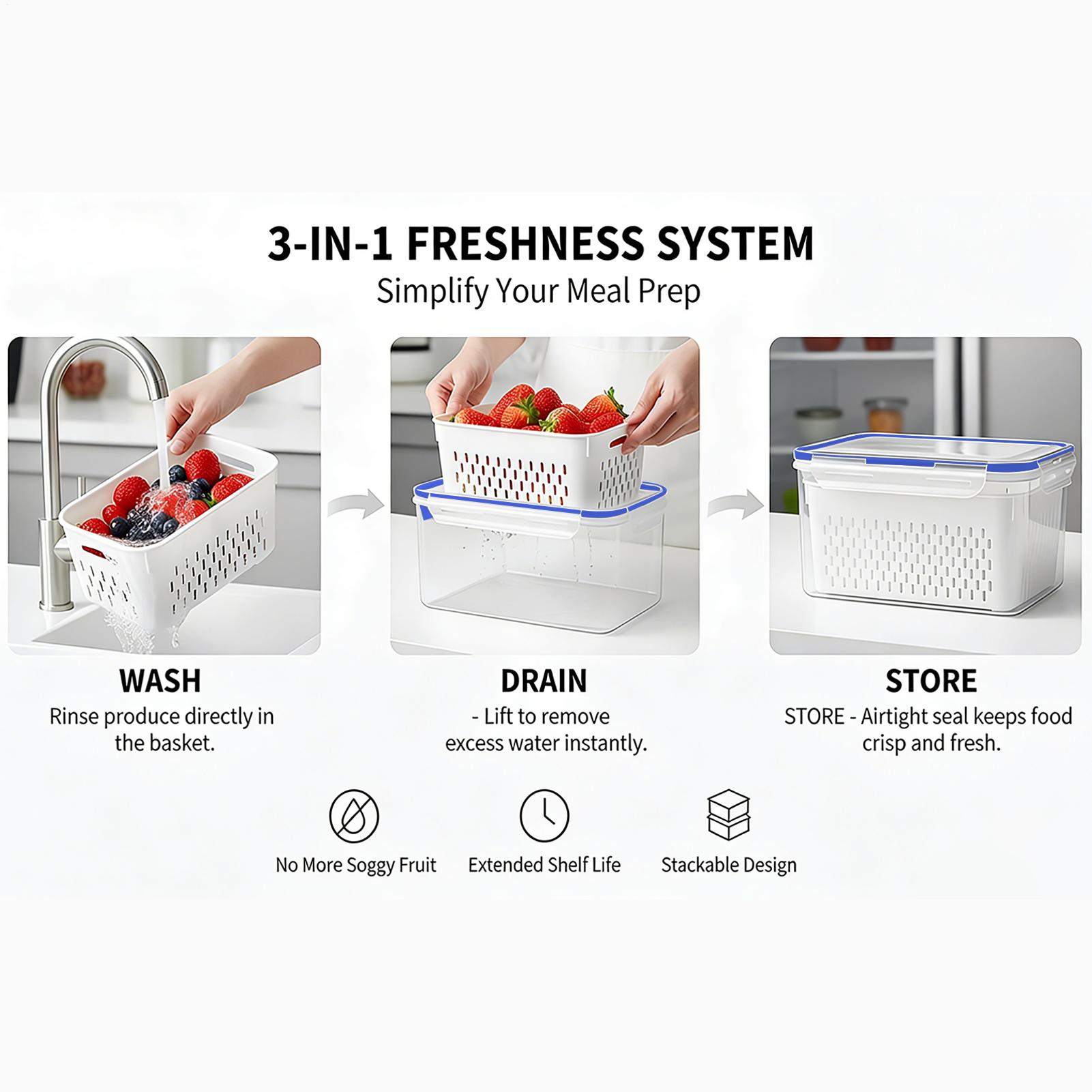 Food Storage With Colander - Контейнер для хранения продуктов 4 в