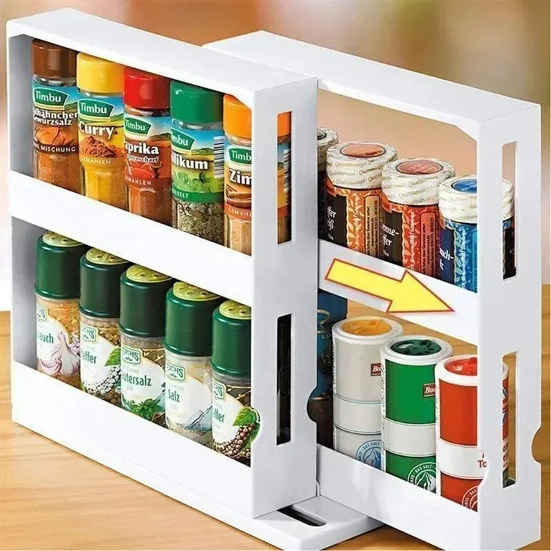 Food Storage Shelving - Многофункциональная 2-уровневая вращающаяся подставка для специй,